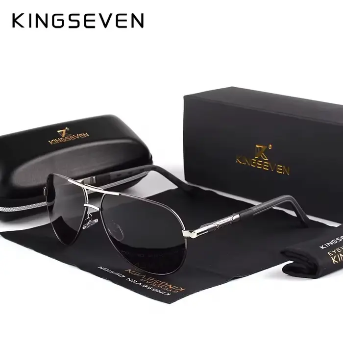 Lunettes de soleil vintage aluminium polarisées KINGSEVEN pour pêche - Verres traités conduite classique homme femme