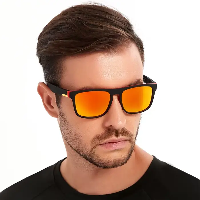 Pack 4 lunettes carrées vintage polarisées - Hommes femmes pêche conduite - Marque luxe anti-éblouissement