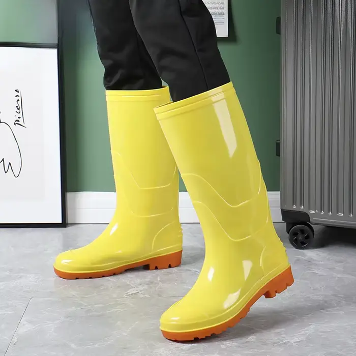 Bottes pêche professionnelles homme caoutchouc épais - Chaussures travail protection chaude mode ronde