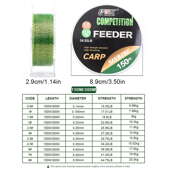 Ligne carpe FTK 3D invisible nylon 150m-300m fluorocarbone résistance pêche spot