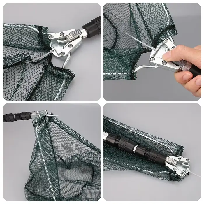 Filet de pêche télescopique 190 cm pliable pour carpe truite et pêche en mer avec grande épuisette