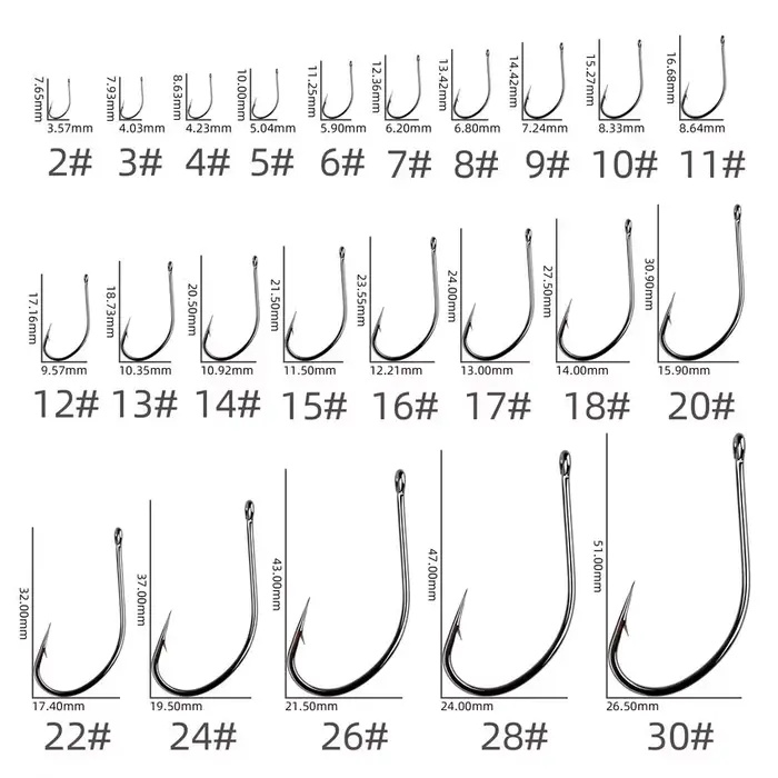 50 hameçons pour carpe en acier carbone - Avec œillet - Pour pêche à la mouche et aux vers