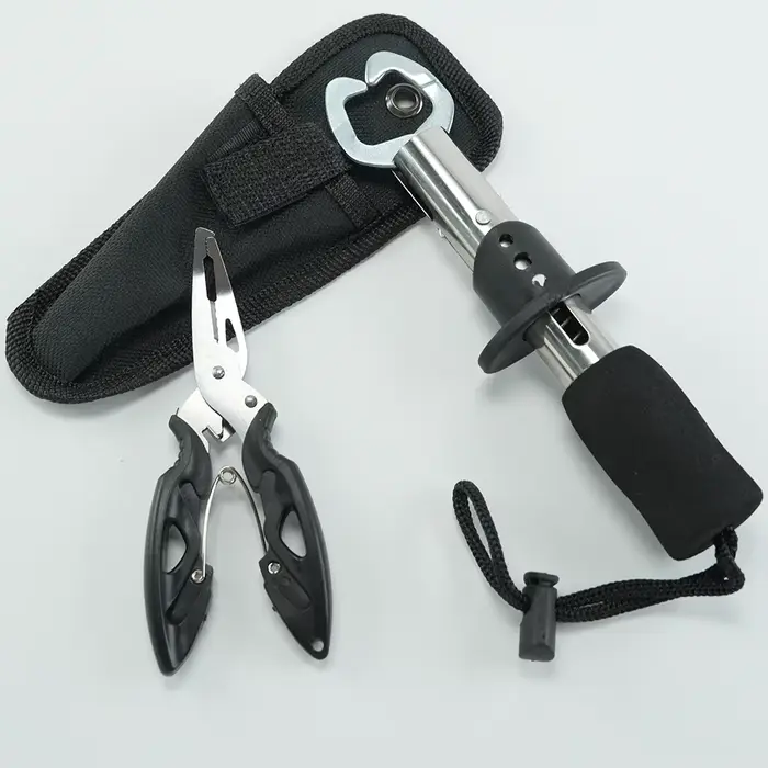 Pince de pêche multifonction avec pince à leurres, grippe-lèvres et balance, en acier inoxydable durable