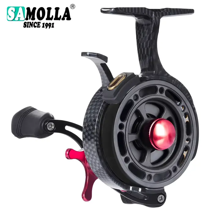 Moulinet pêche glace SAMOLLA hiver 3.5:1 système magnétique portable frein 8kg pour pêche sur glace
