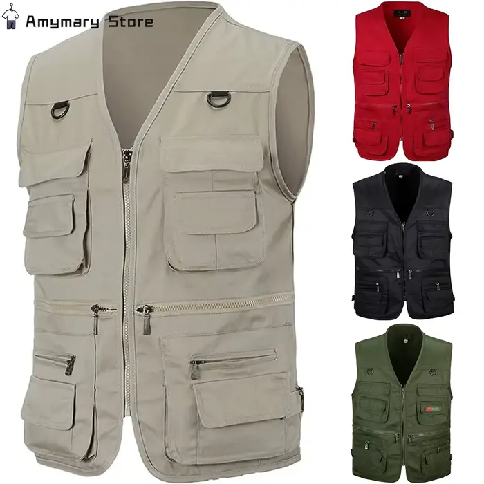 Veste tactique pêche multi-poches homme été pour randonnée et photographie extérieure