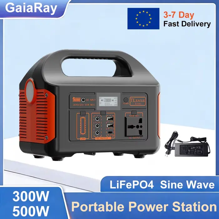 GaiaRay 500W 300W Générateur Solaire Portable LiFePO4 - Alimentation d'Urgence pour Pêche Extérieure