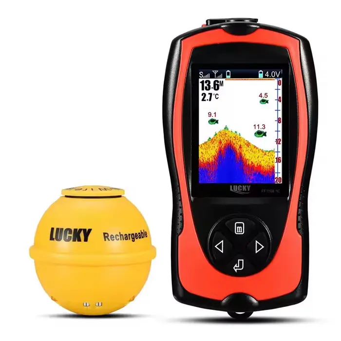Détecteur de poissons sans fil FF1108-1CWLA - Sonar portable rechargeable avec portée 45M pour pêche