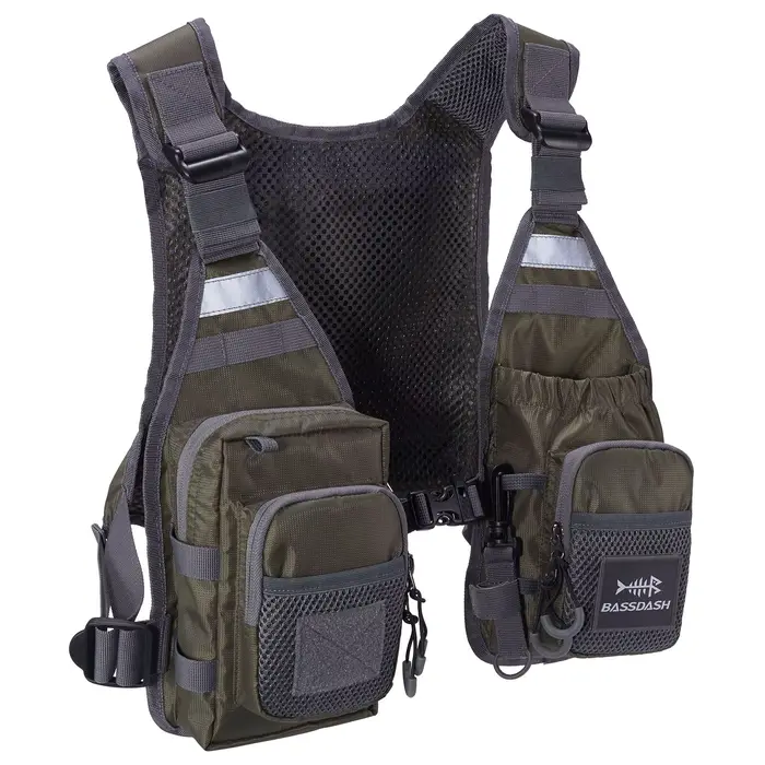 Gilet de pêche à la mouche ultra-léger Bassdash FV08 pour homme et femme, sac poitrine portable