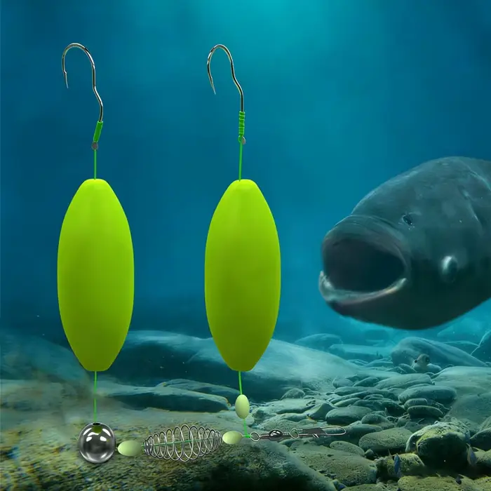 Montages carp prêts à pêcher avec hameçons doubles anti-fond pour pêche au coup en étang