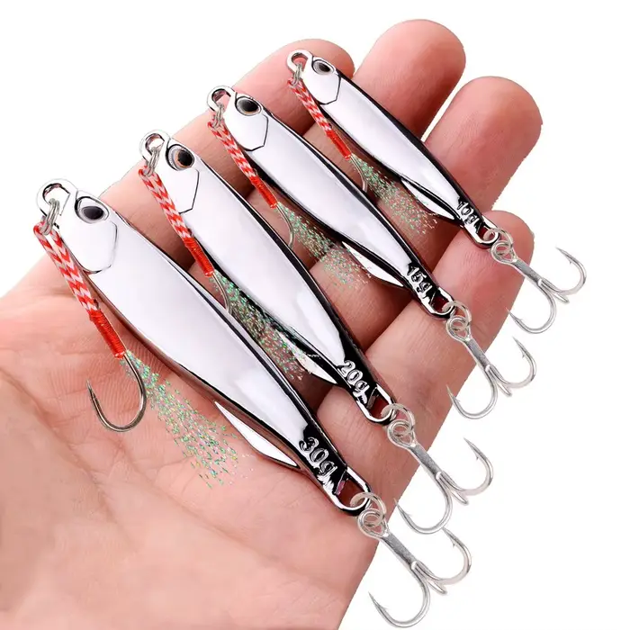 Lot de 10 leurres métal jig spoon 10g 20g 30g 40g pour bar, pêche en mer et jigging