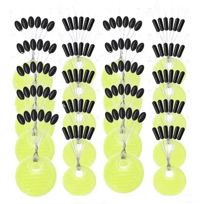 60 flotteurs ovales noirs en caoutchouc pour pêche carpe et fly fishing - lot économique