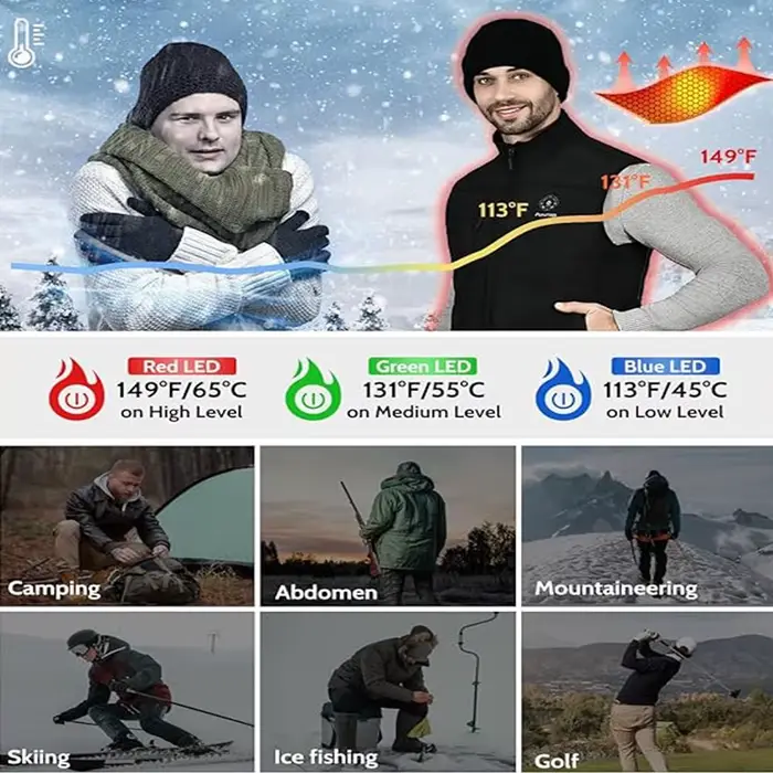 Veste chauffante graphene USB homme femme - Veste électrique chauffée sport pêche camping hiver