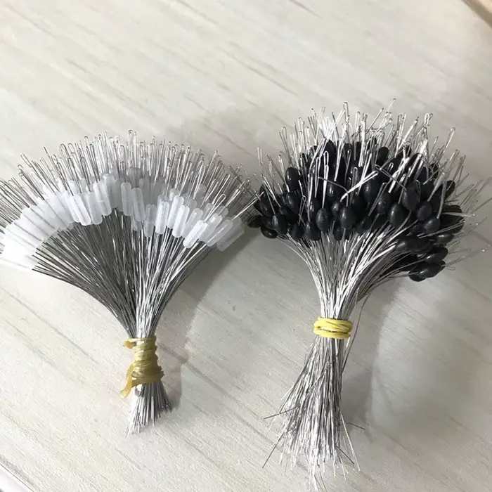 300 pièces de bouchons de ligne en silicone noir pour flotteur de pêche, résistants et connecteurs espace haricot