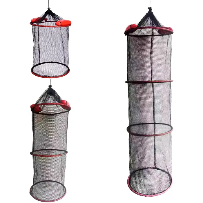 Filet de pêche flottant anti-fuite avec panier renforcé pour poissons, crevettes et écrevisses, portable et robuste
