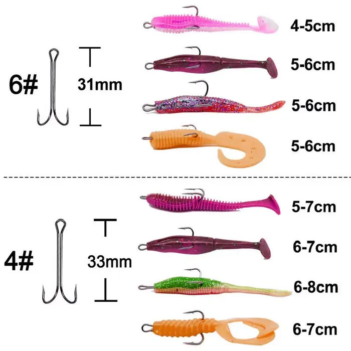 20 hameçons doubles long shank pour leurres souples - parfaits pour le jig et la pêche du black bass