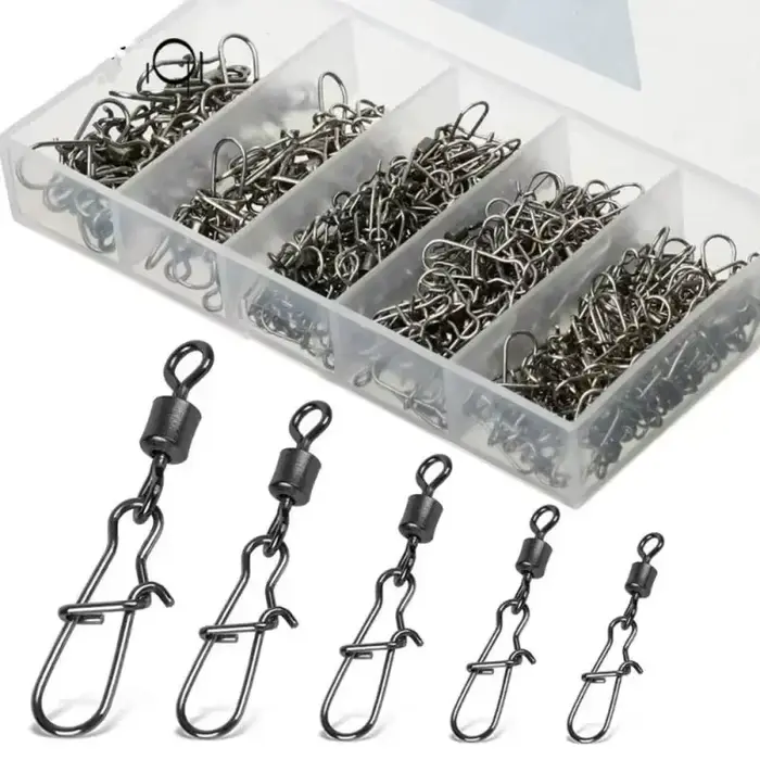 50 émerillons à roulement avec clip - Acier inoxydable - Accessoires pour leurres et hameçons