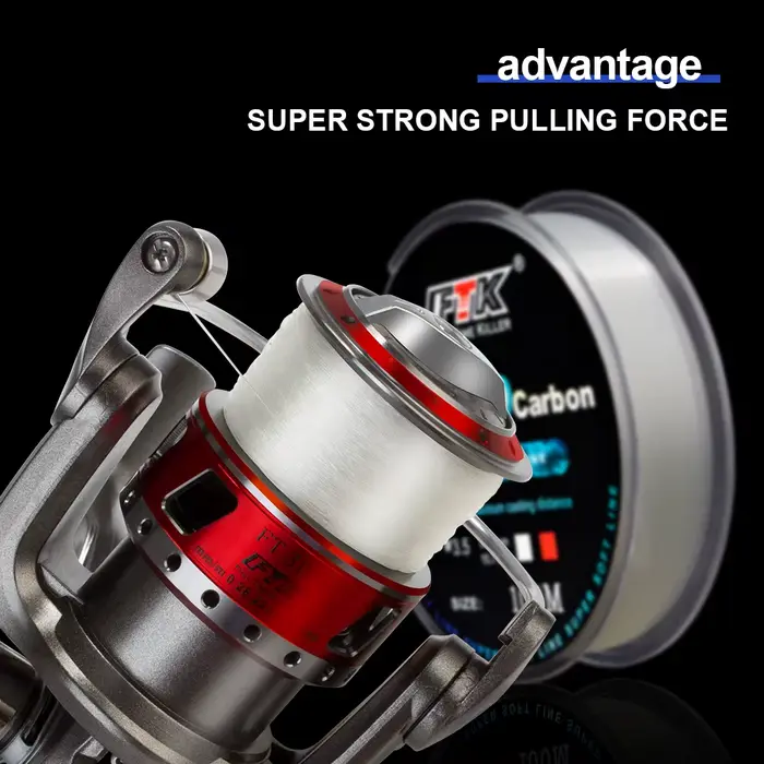 Ligne de pêche fluorocarbone FTK 100M pour carpe, fil coulant monofilament 0.14mm à 0.5mm, résistance 4.13LB à 34.32LB