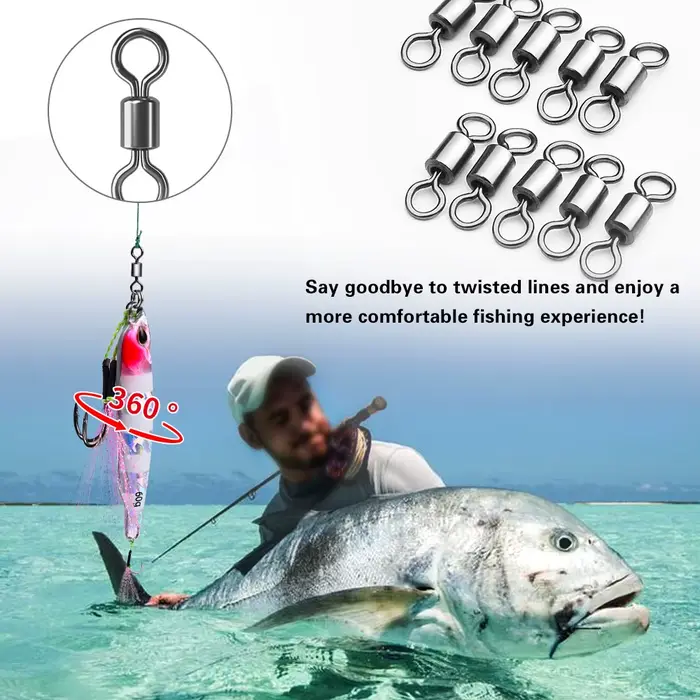 50 anneaux de pêche pivotants en acier inoxydable solide pour leurres et hameçons - accessoires de pêche