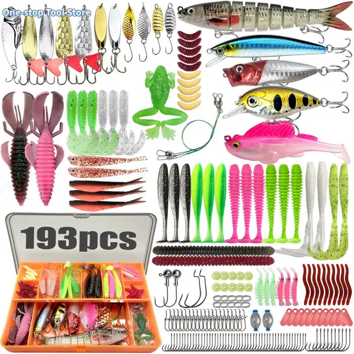 Mega kit 83 à 193 leurres pour truite brochet et bar - boîte de pêche organisée avec étages