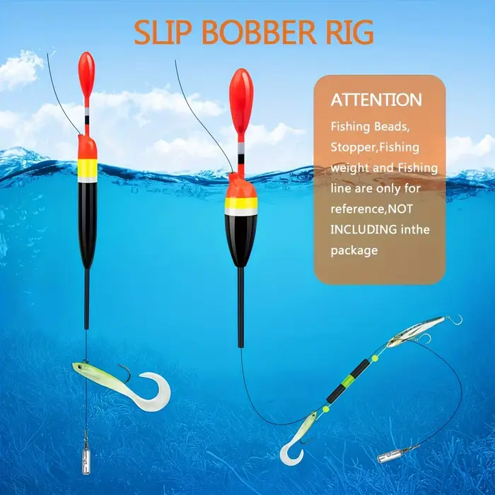 5 flotteurs coulissants en bois de balsa premium pour eau douce et mer - Set avec stops et plombs