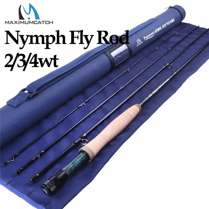 Canne à pêche à la nymphe Maximumcatch 2/3/4WT IM10 carbone 10/11FT action modérée rapide pour truite