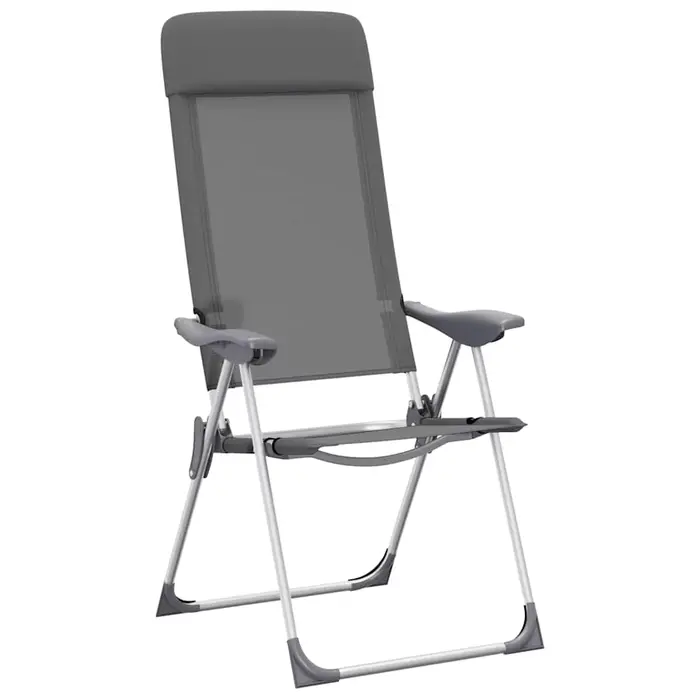 Lot 2 chaises camping pliantes grises aluminium légères pour pêche, chasse et voyage