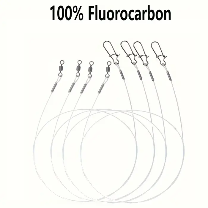 Ligne de pêche fluorocarbone 100% haute qualité 12 pièces avec boucle double anneau et verrou rapide