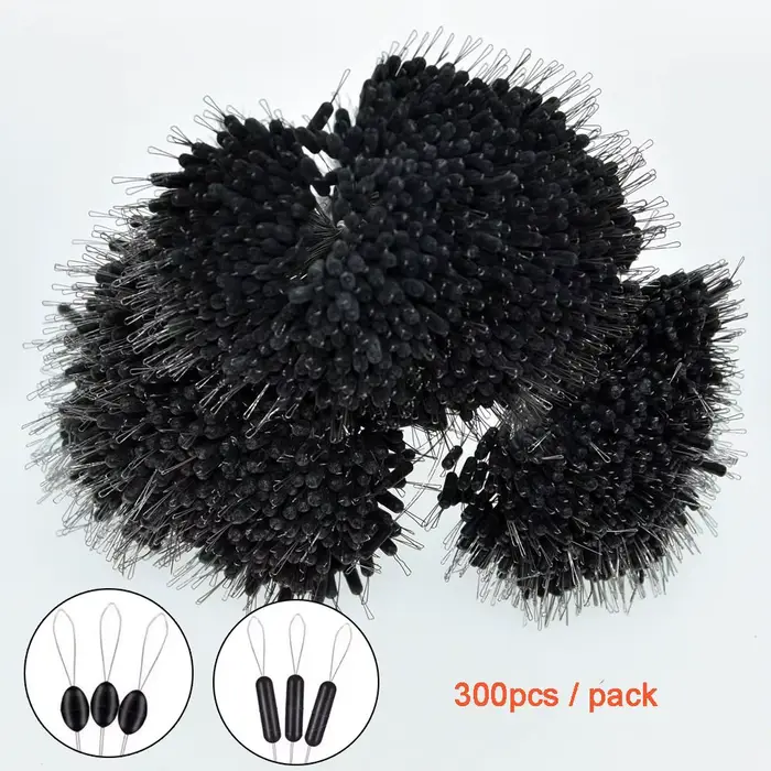 300 stop-lignes silicone noir pêche flotteurs - Billes arrêt ligne résistance pêche accessoires