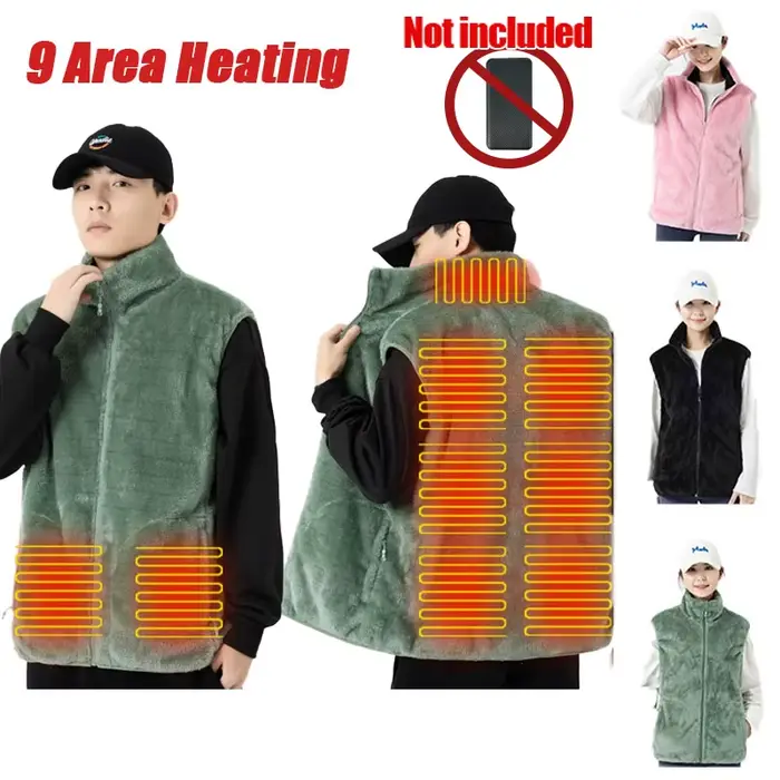 Gilet chauffant 9 zones intelligent pour homme et femme, veste thermique hiver chauffante sans batterie
