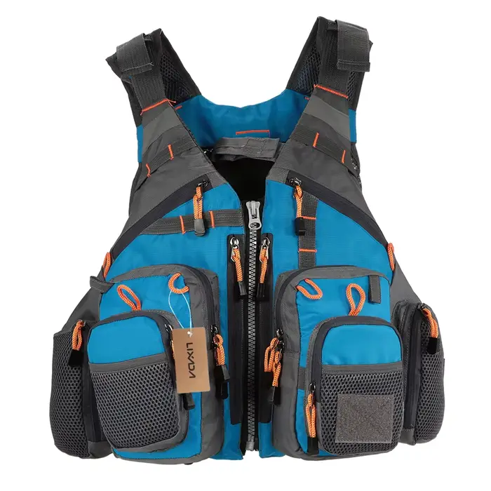 Gilet de pêche respirant Lixada, veste de sécurité multifonction pour la pêche fly et sports nautiques