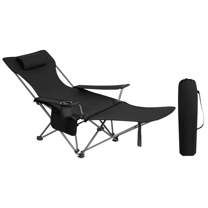 Chaise pliante pêche camping WOLTU avec repose-tête et repose-pieds réglables