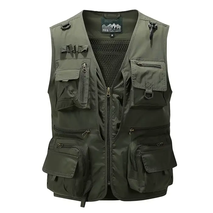 Veste sans manches légère et respirante pour la pêche avec multiples poches, taille plus 5XL