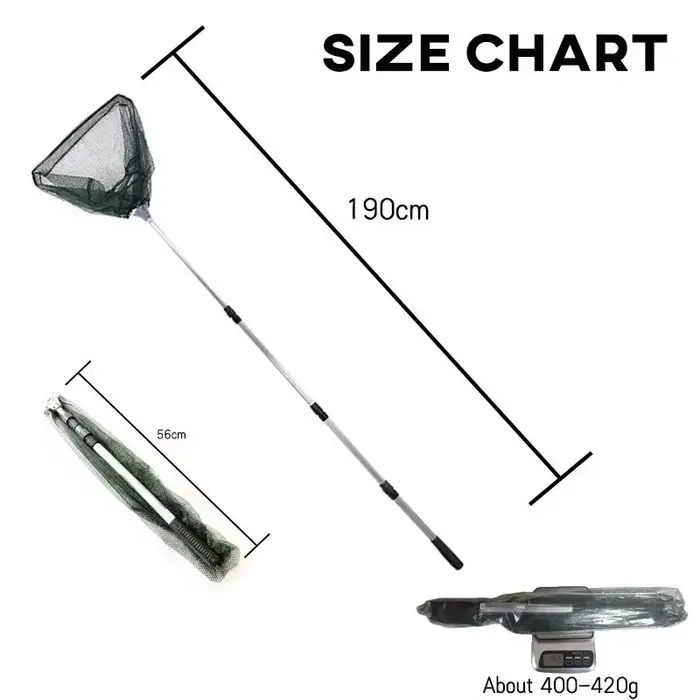 Filet de pêche télescopique aluminium 190 cm pliable pour carpe et pêche à la mouche en mer