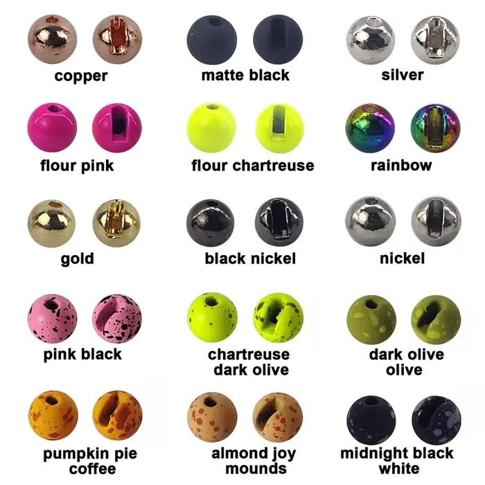 Perles pour montage de mouches Aventik 25 pièces tailles 2.5 à 4.0mm pour nymphes truite et carpe