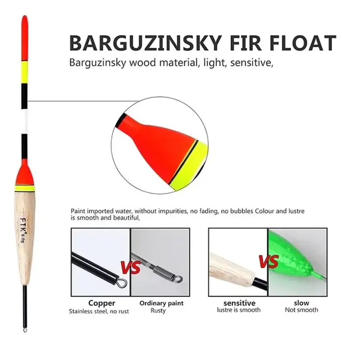 Set flotteurs pêche Barguzinsky 5 pièces 2g-5g - flotteurs verticaux professionnels pour pêche précise