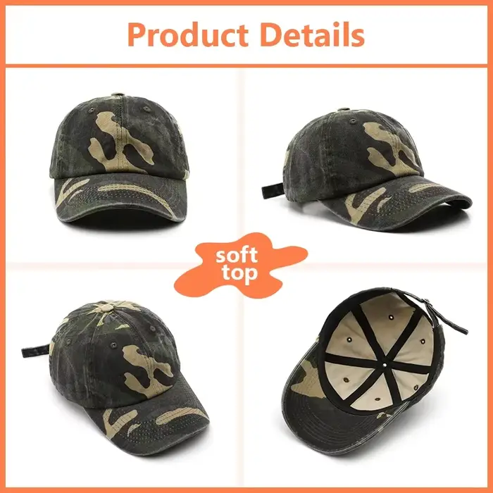 Casquette camouflage broderie DIY pêche - Chapeau personnalisable gros pour pêche