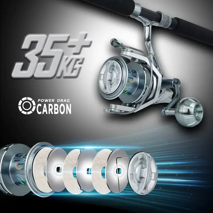 Moulinet de pêche surfcasting mer résistant 35kg, métal et anti-corrosion pour pêche sportive