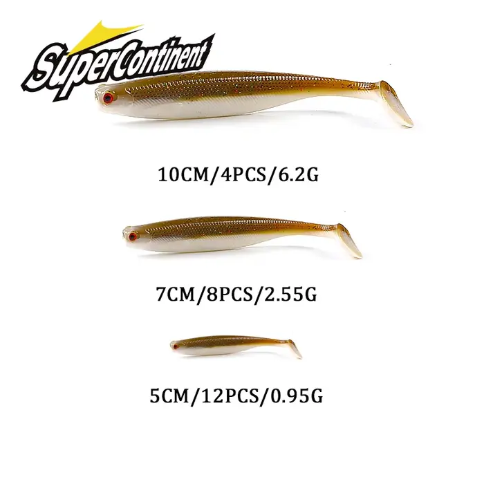 Leurre souple Supercontinent ShadTeez 5cm 7cm 10cm pour brochet sandre pêche aux leurres 3D