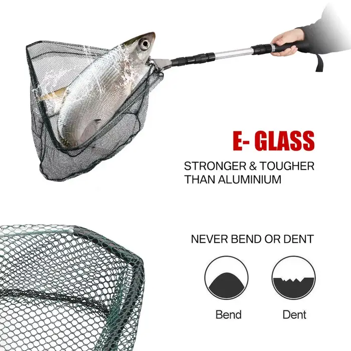 Filet de pêche télescopique aluminium 130 cm pour carpe, pliable et réglable, idéal pour la capture