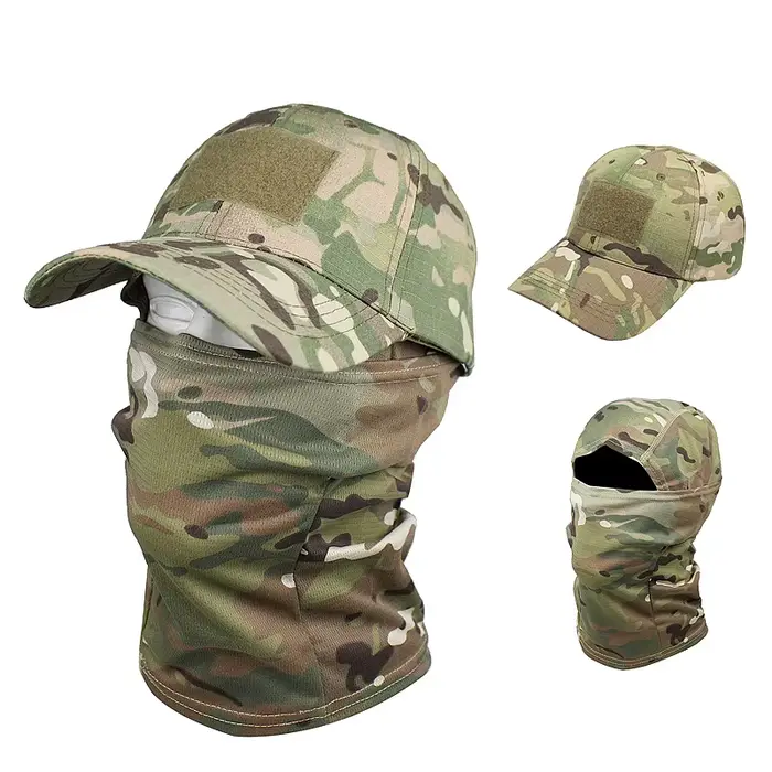 Casquette tactique pêche balaclava intégré - Masque visage été snapback chasse camouflage
