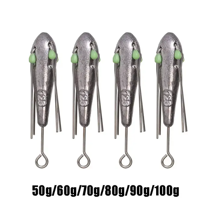 Plombs de pêche luminescents 50g-100g avec perles brillantes pour pêche profonde
