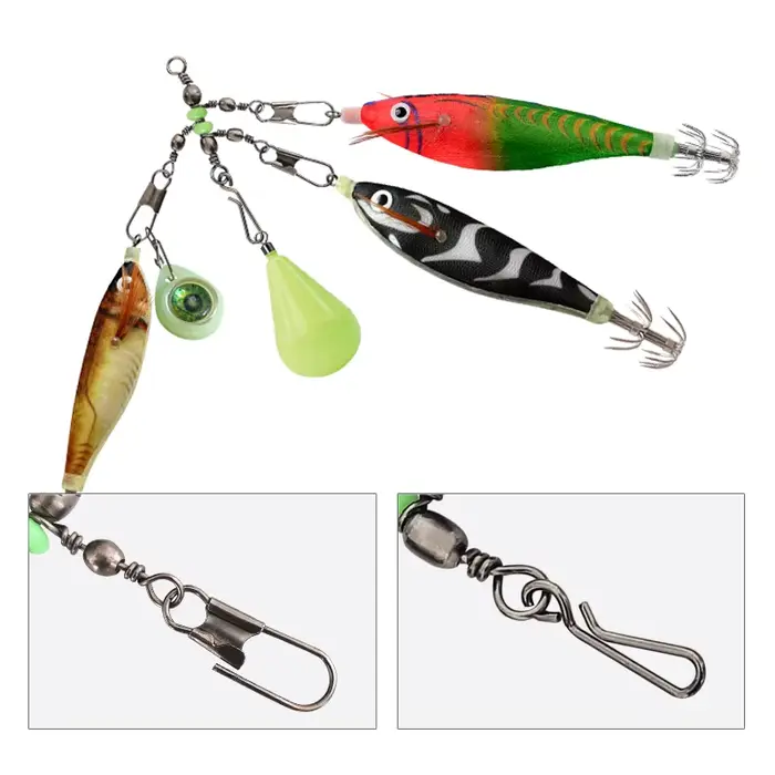 Leurre calmar lumineux avec émerillon roulement - Accessoire pêche nocturne connecteur solide