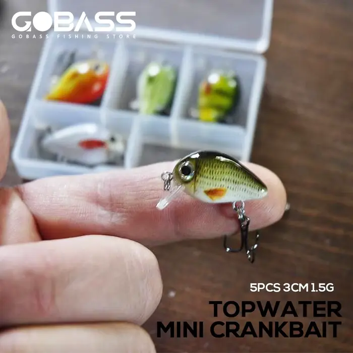 Set 5 mini leurres GOBASS 3cm 1.5g pour pêche du brochet et black bass - Leurres artificiels