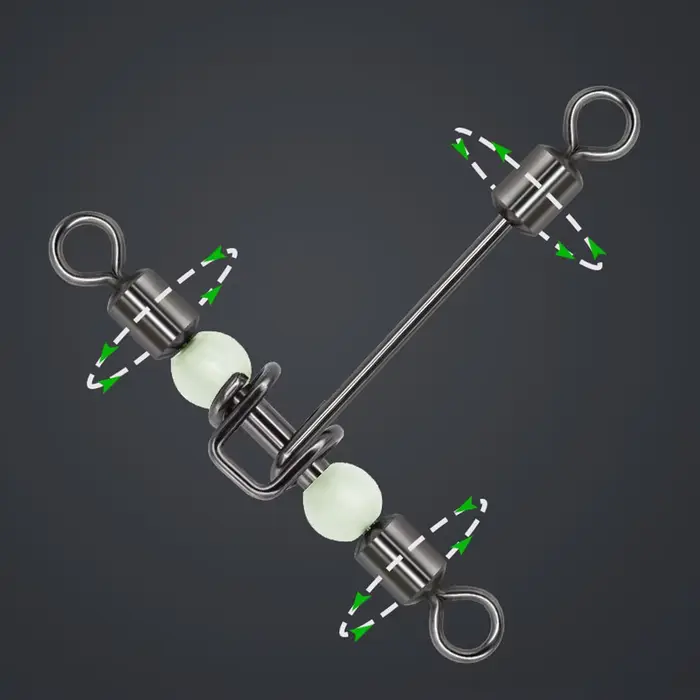 10 pièces émerillons luminescents 3 voies perles perles avec hameçons pour la pêche de nuit