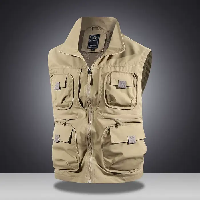Veste sans manches homme multifonction pêche travail printemps automne respirante à poches multiples