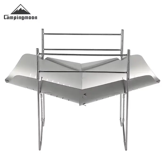 Barbecue portable pliant Campingmoon acier inoxydable - Gril de pêche compact pour repas en plein air