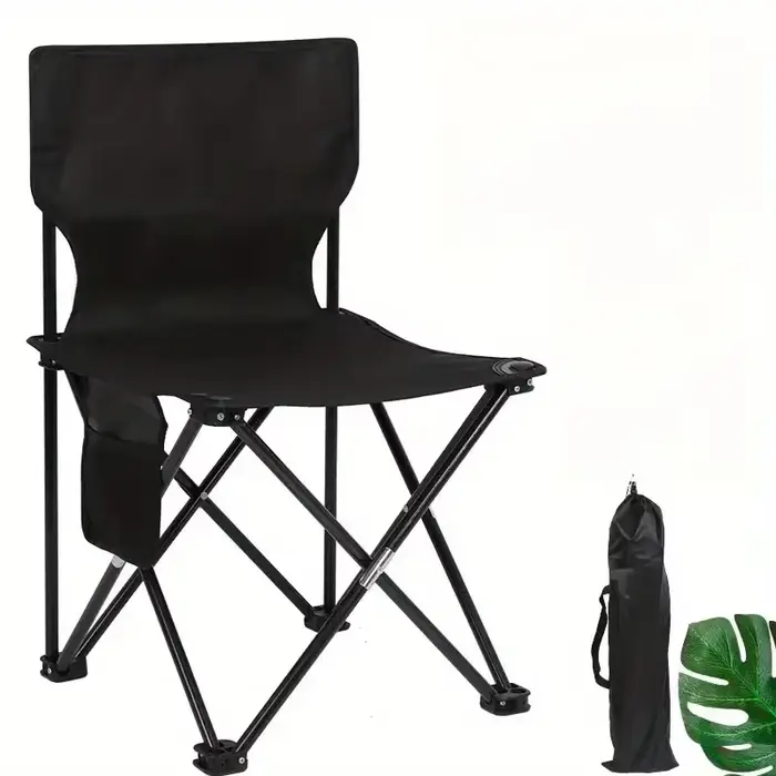 Chaise pliante camping avec poche latérale - Siège pêche plage en toile Oxford portable