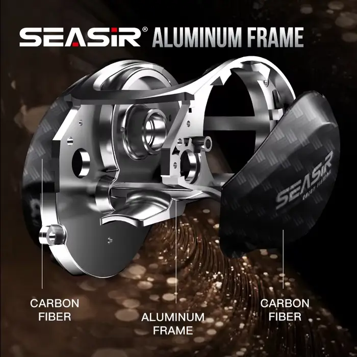 Moulinet baitcasting Seasir Salminus carbone+aluminium frein 12kg ratio 8.0:1 11+1BB gros poissons