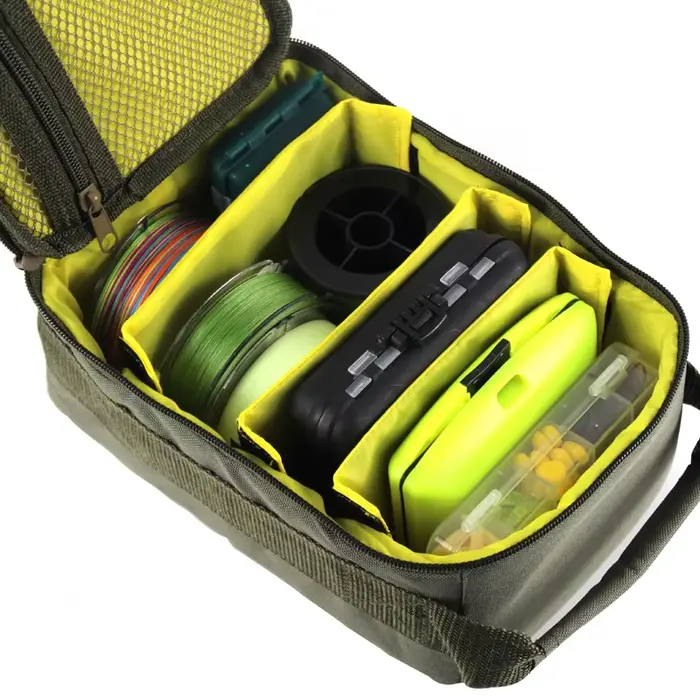 Sac de pêche étanche avec 3 séparateurs ajustables - Sac à matériel pour moulinets spinning et baitcasting
