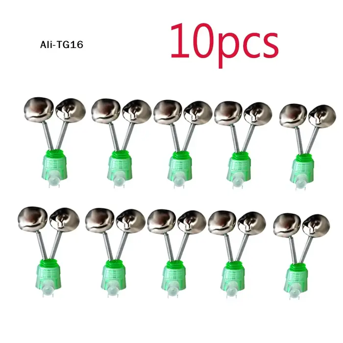 Lot 10 pièces clips spirale double avec cloches morsure pour pêche carpe nuit - Accessoires alarmes morsure